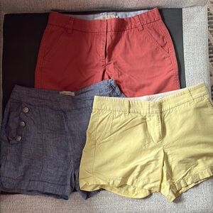 J. Crew Women's Shorts Set - Rust and yellow. British khaki linen shorts.